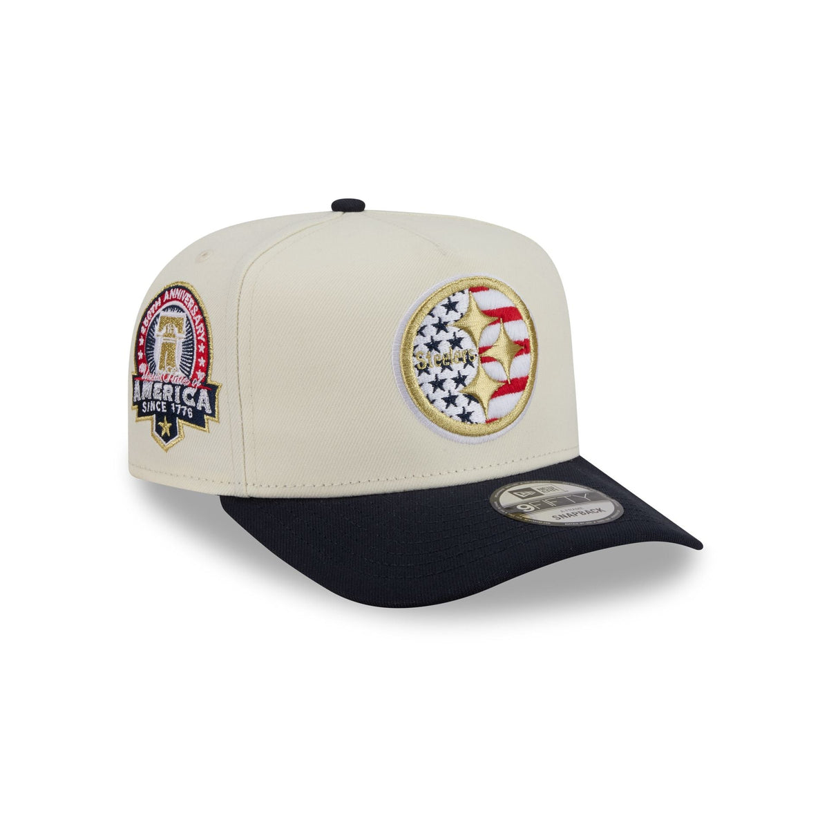 Pittsburgh Steelers Chrome White Stars and Stripes 9FIFTY A-Frame Snapback Hat