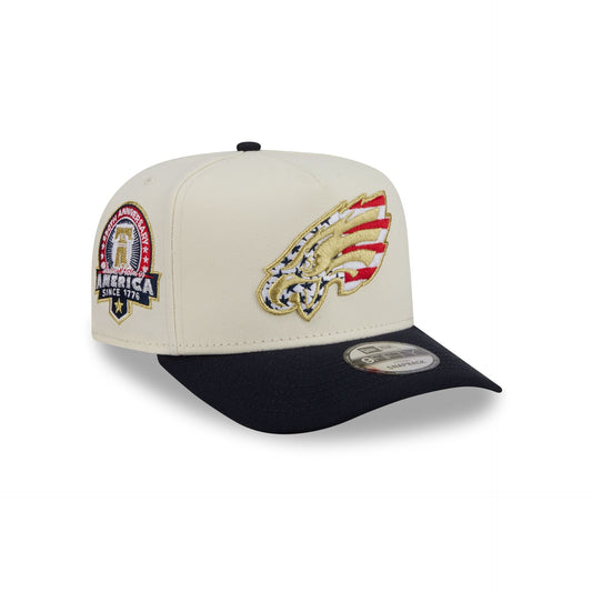 Philadelphia Eagles Chrome White Stars and Stripes 9FIFTY A-Frame Snapback Hat