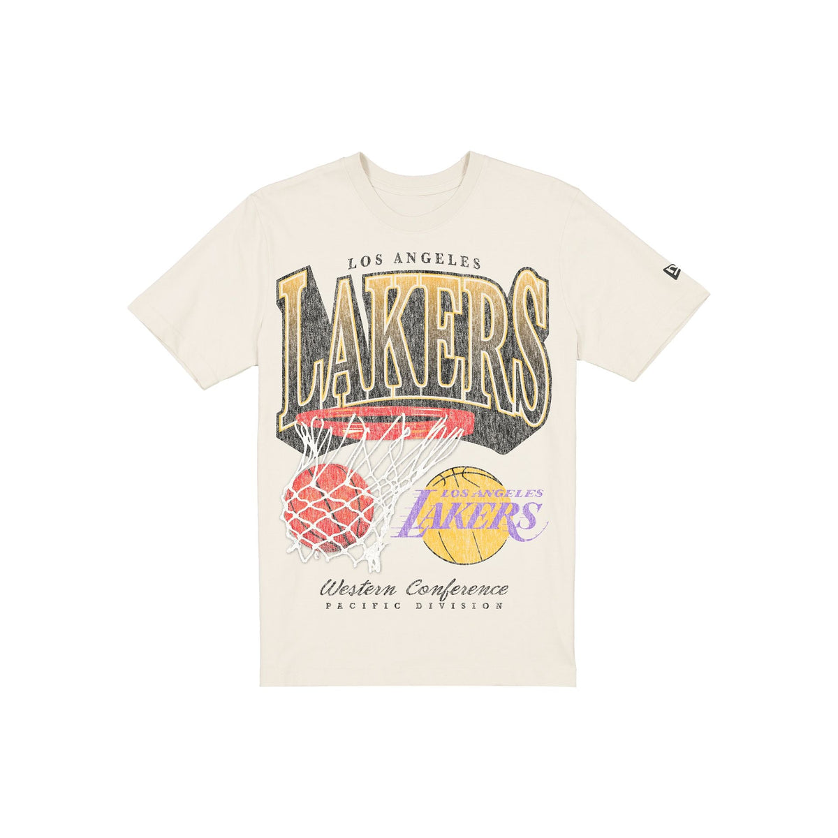Los Angeles Lakers Sport Classics Distressed Print Chrome T-Shirt