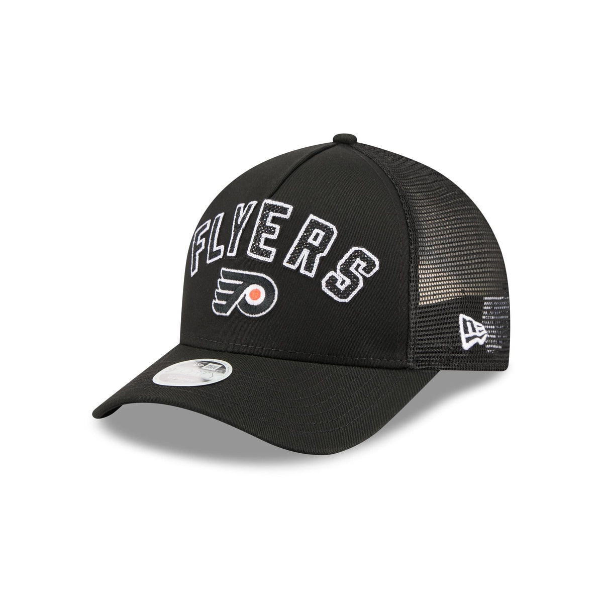 Philadelphia Flyers Sequin Wordmark Women's 9FORTY M-Crown A-Frame Trucker Hat