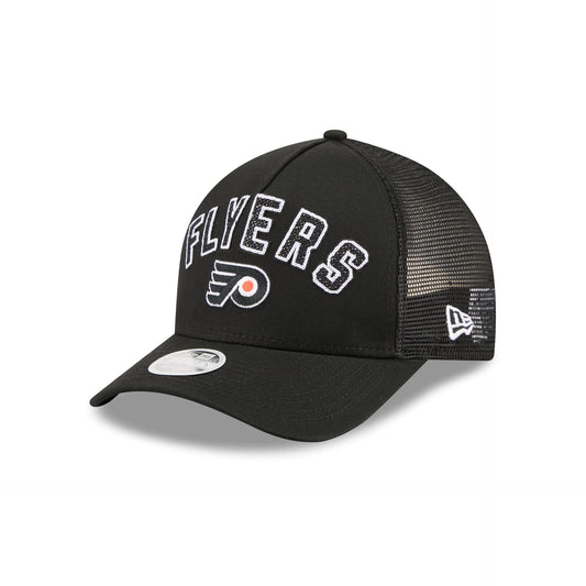 Philadelphia Flyers Sequin Wordmark Women's 9FORTY M-Crown A-Frame Trucker Hat