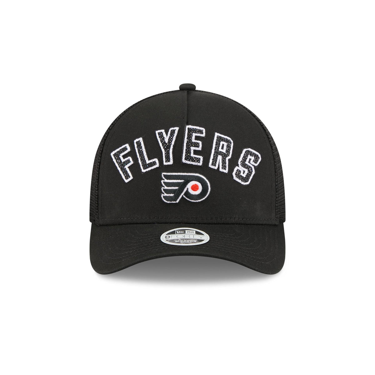 Philadelphia Flyers Sequin Wordmark Women's 9FORTY M-Crown A-Frame Trucker Hat