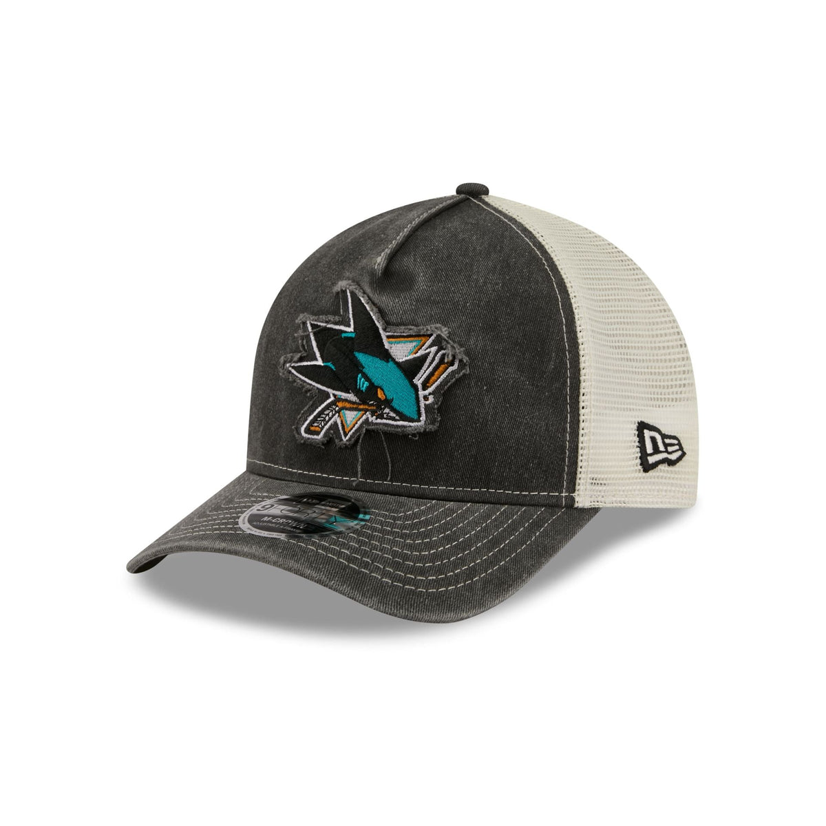 San Jose Sharks Frayed Logo 9FORTY M-Crown A-Frame Trucker Hat