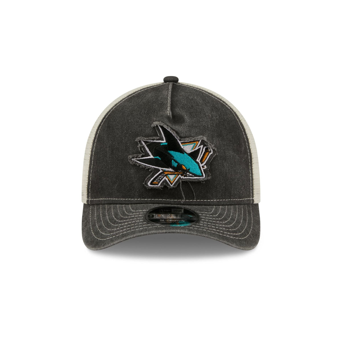 San Jose Sharks Frayed Logo 9FORTY M-Crown A-Frame Trucker Hat