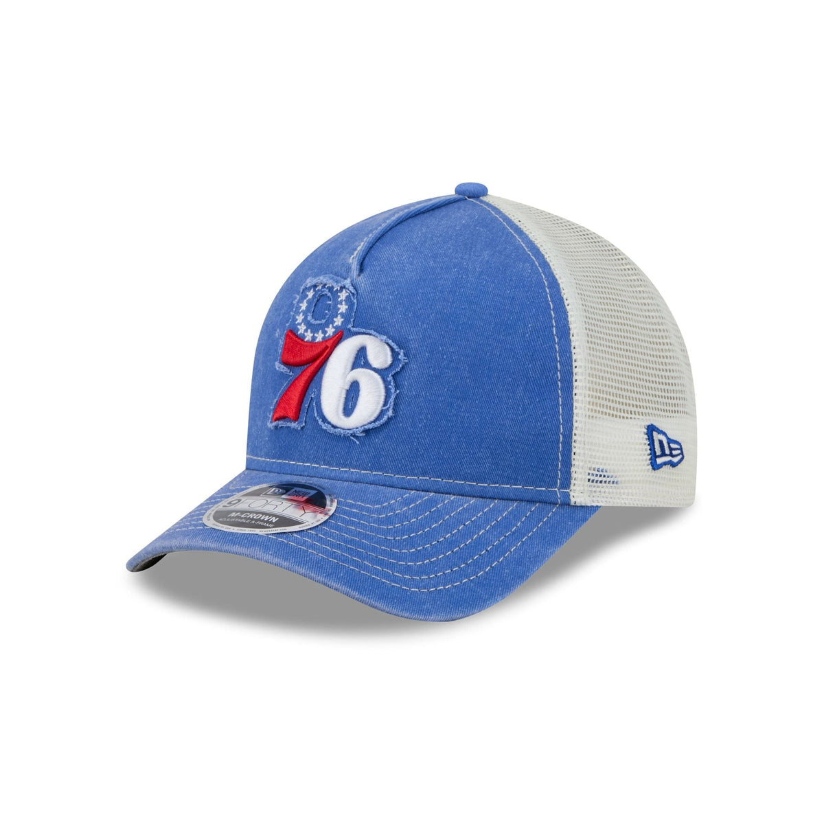 Philadelphia 76ers Frayed Logo 9FORTY M-Crown A-Frame Trucker Hat