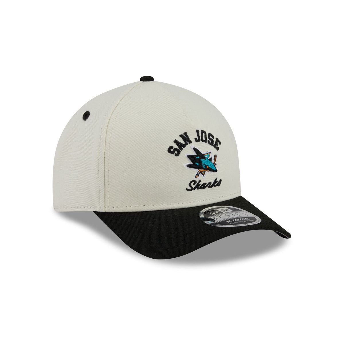 San Jose Sharks Arched Graphic Chrome White 9FORTY M-Crown A-Frame Snapback Hat