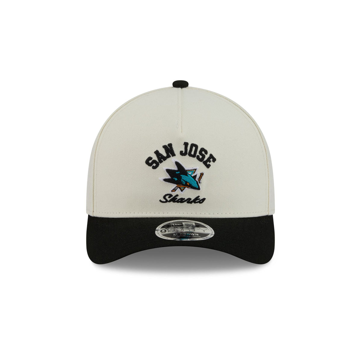 San Jose Sharks Arched Graphic Chrome White 9FORTY M-Crown A-Frame Snapback Hat