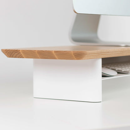 Monitor Stand Riser from Walnut Wood with Black Shelf and Black Legs - Wooden Desktop Storage for PC, Laptop, iMac, TV, Printer, Computer - Durable Walnut Shelf