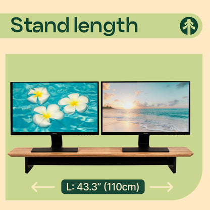 Monitor Stand Riser from Walnut Wood with Black Shelf and Black Legs - Wooden Desktop Storage for PC, Laptop, iMac, TV, Printer, Computer - Durable Walnut Shelf