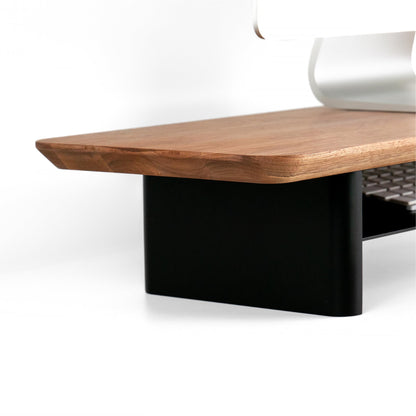 Monitor Stand Riser from Walnut Wood with Black Shelf and Black Legs - Wooden Desktop Storage for PC, Laptop, iMac, TV, Printer, Computer - Durable Walnut Shelf