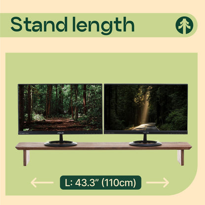 Monitor Stand Riser from Walnut Wood with Black Shelf and Black Legs - Wooden Desktop Storage for PC, Laptop, iMac, TV, Printer, Computer - Durable Walnut Shelf