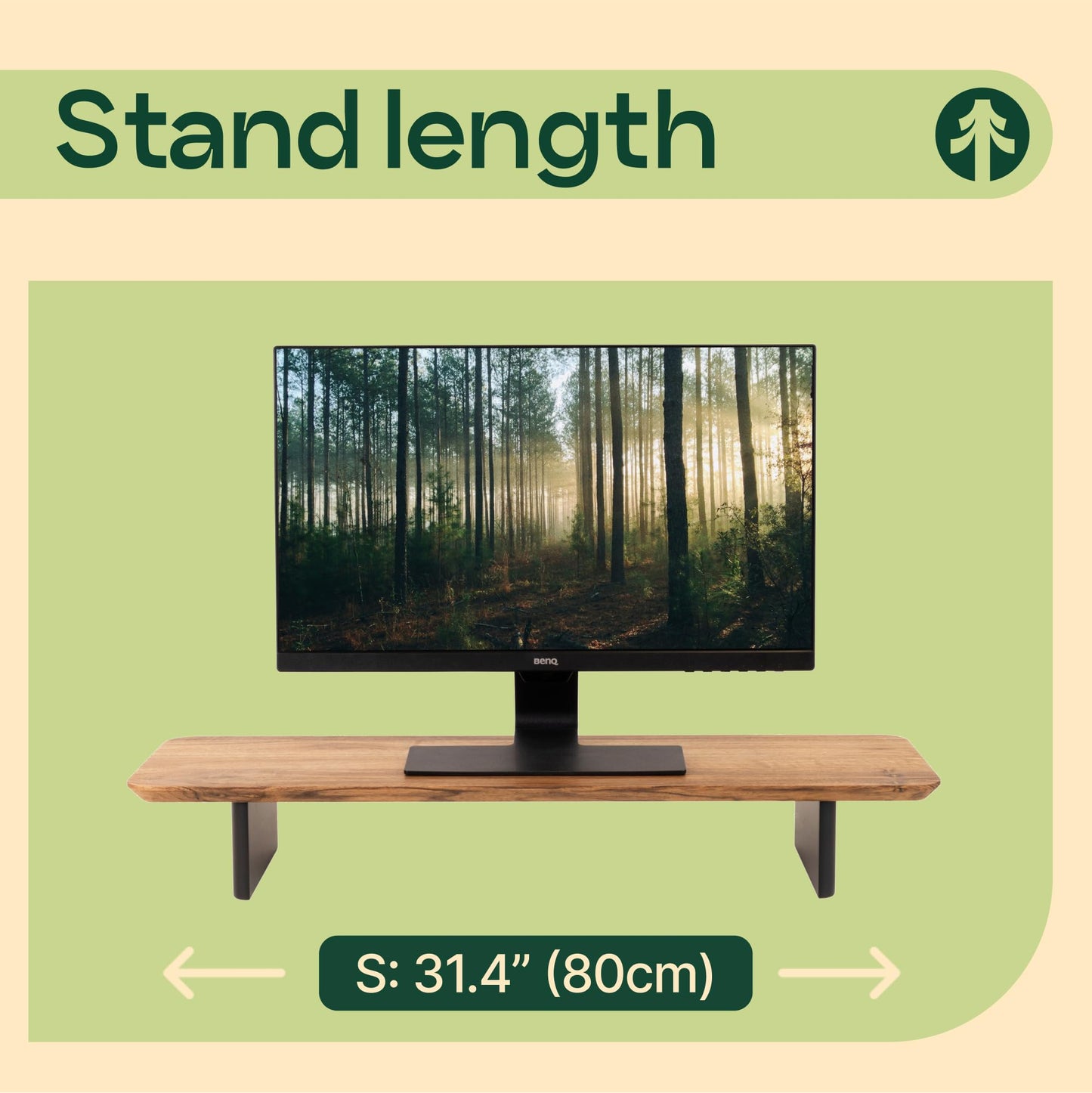 Monitor Stand Riser from Walnut Wood with Black Shelf and Black Legs - Wooden Desktop Storage for PC, Laptop, iMac, TV, Printer, Computer - Durable Walnut Shelf