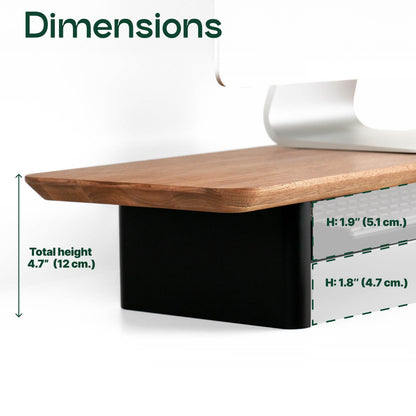 Monitor Stand Riser from Walnut Wood with Black Shelf and Black Legs - Wooden Desktop Storage for PC, Laptop, iMac, TV, Printer, Computer - Durable Walnut Shelf