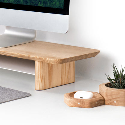 Monitor Stand Riser from Walnut Wood with Black Shelf and Black Legs - Wooden Desktop Storage for PC, Laptop, iMac, TV, Printer, Computer - Durable Walnut Shelf