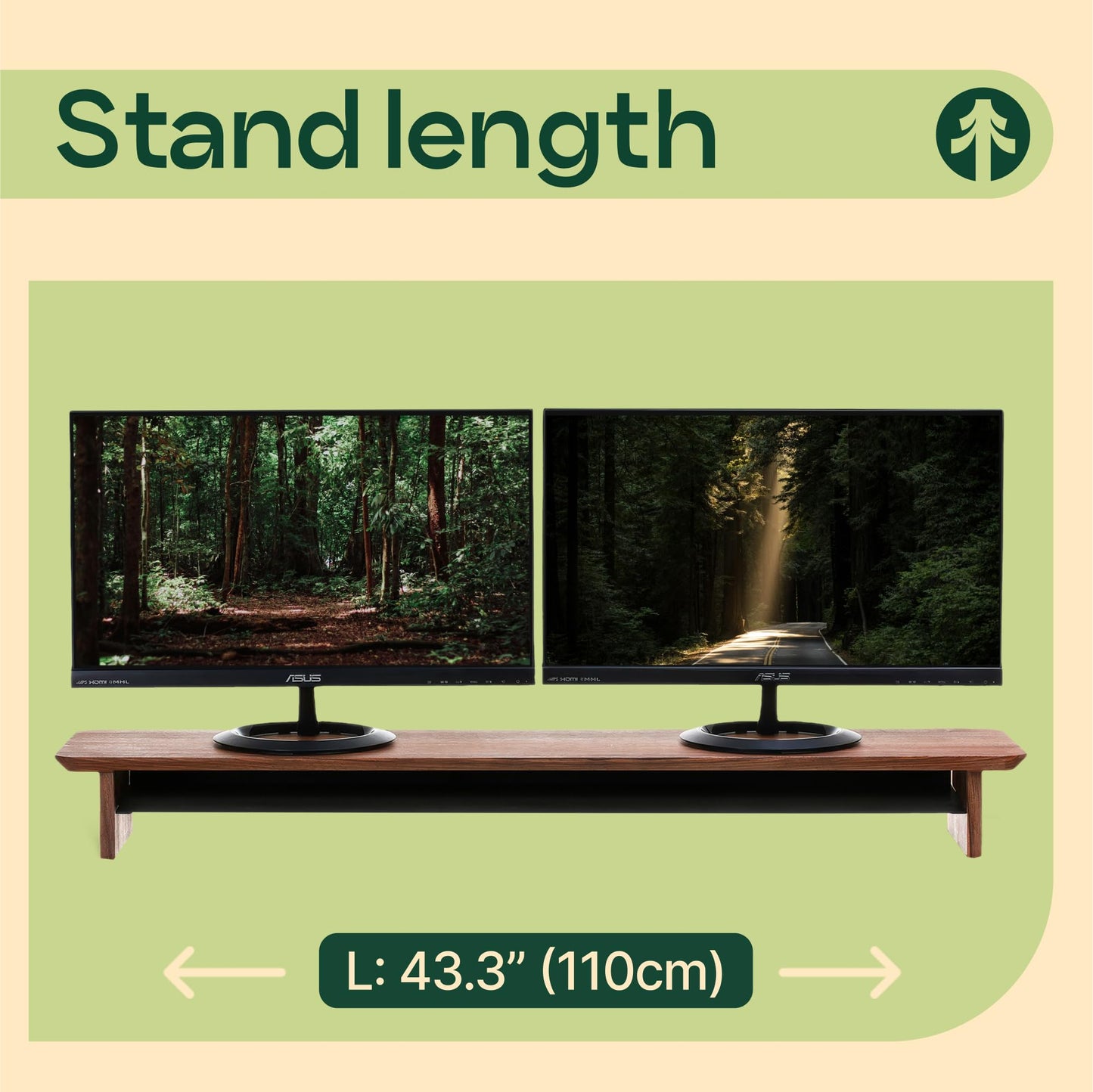 Monitor Stand Riser from Walnut Wood with Black Shelf and Black Legs - Wooden Desktop Storage for PC, Laptop, iMac, TV, Printer, Computer - Durable Walnut Shelf