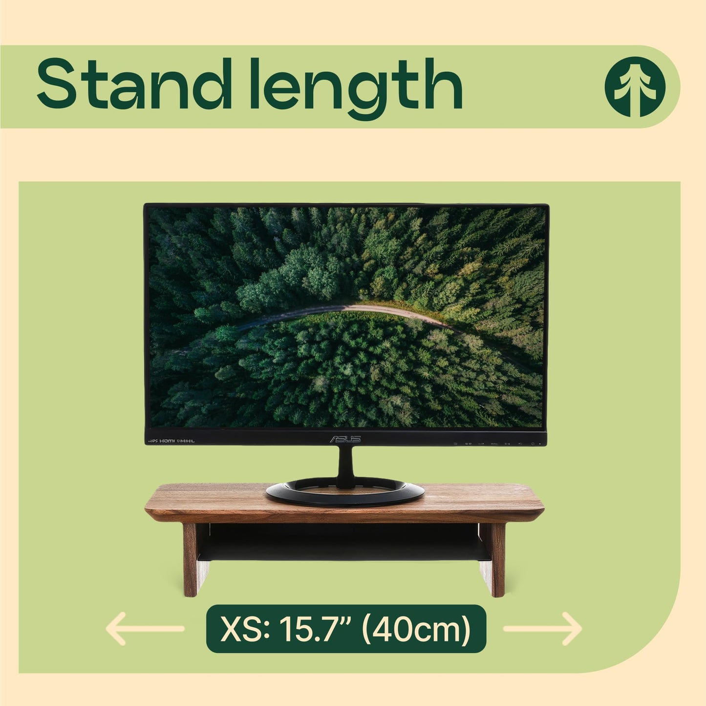 Monitor Stand Riser from Walnut Wood with Black Shelf and Black Legs - Wooden Desktop Storage for PC, Laptop, iMac, TV, Printer, Computer - Durable Walnut Shelf