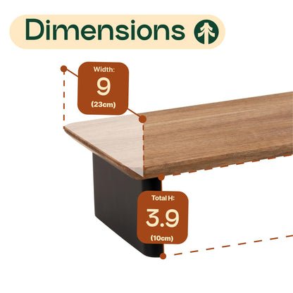 Monitor Stand Riser from Walnut Wood with Black Shelf and Black Legs - Wooden Desktop Storage for PC, Laptop, iMac, TV, Printer, Computer - Durable Walnut Shelf