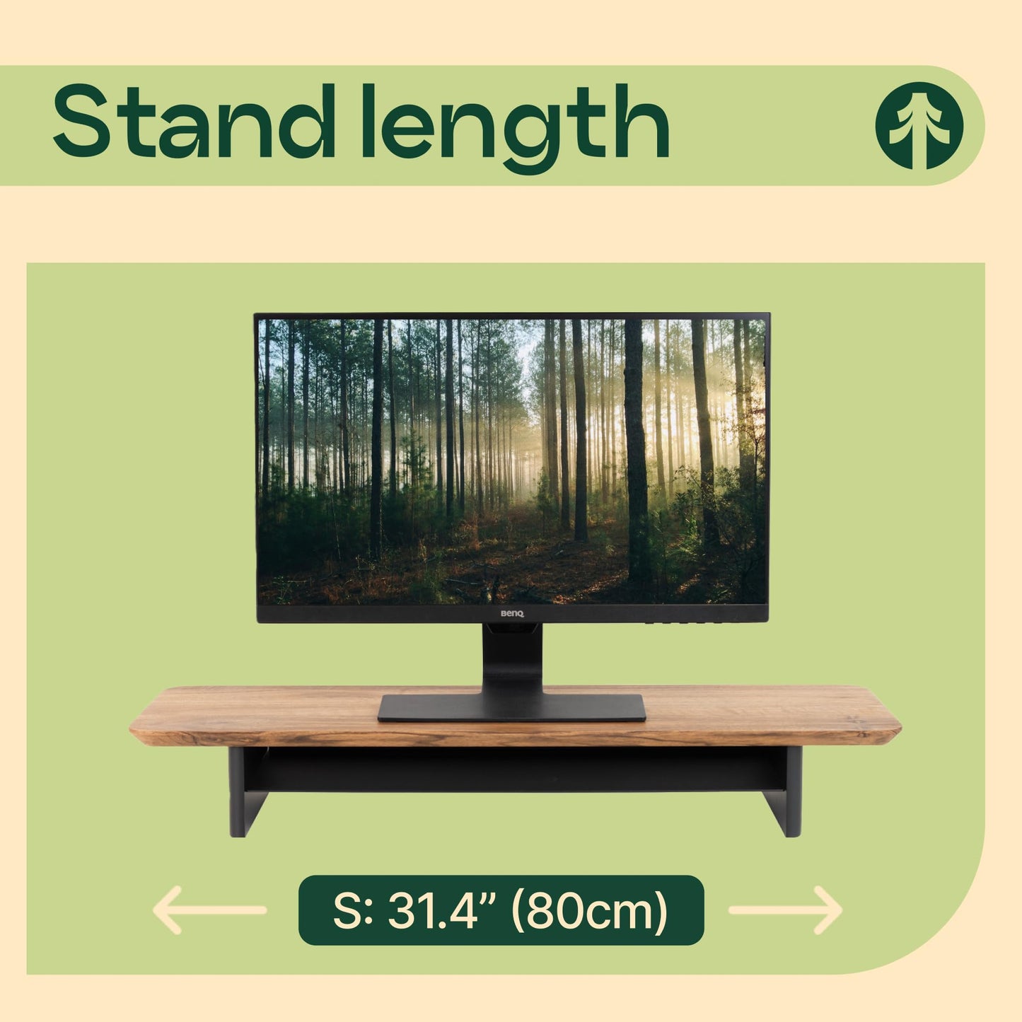 Monitor Stand Riser from Walnut Wood with Black Shelf and Black Legs - Wooden Desktop Storage for PC, Laptop, iMac, TV, Printer, Computer - Durable Walnut Shelf