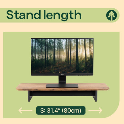 Monitor Stand Riser from Walnut Wood with Black Shelf and Black Legs - Wooden Desktop Storage for PC, Laptop, iMac, TV, Printer, Computer - Durable Walnut Shelf