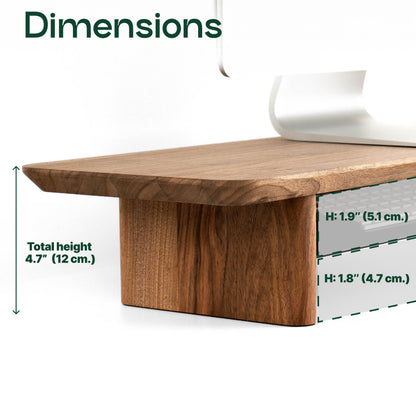 Monitor Stand Riser from Walnut Wood with Black Shelf and Black Legs - Wooden Desktop Storage for PC, Laptop, iMac, TV, Printer, Computer - Durable Walnut Shelf