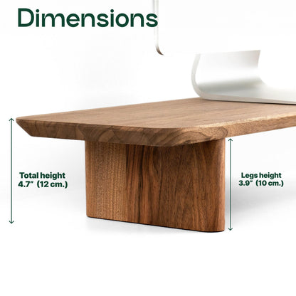 Monitor Stand Riser from Walnut Wood with Black Shelf and Black Legs - Wooden Desktop Storage for PC, Laptop, iMac, TV, Printer, Computer - Durable Walnut Shelf
