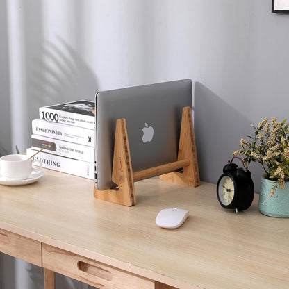 Nuvograin Laptop Stand, Wooden Vertical Laptop Stand for Desk, Bamboo Laptop Stand Compatible with MacBook Air Pro/Dell XPS/Surface pro/HP/Pixelbook/Lenovo, More Laptops 13-17.7inch